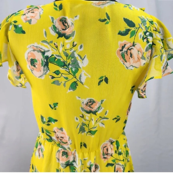 AEROPOSTALE SMALL summer dress YELLOW FLORAL RUFFLED ELASTIC WAIST SIZE SMALL - Picture 9 of 11